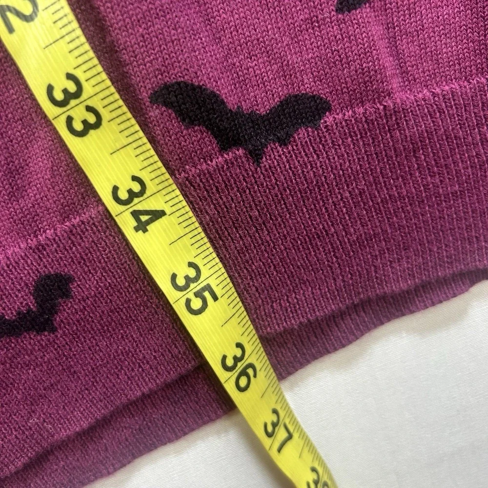 Modcloth Bat Dress Large Knit Midi Sweater Bodycon Purple Goth Witch Halloween - Picture 16 of 16